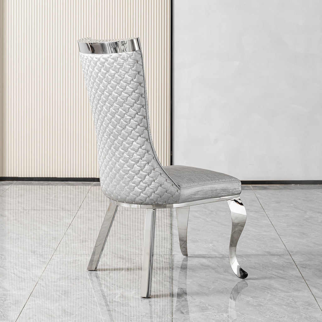 201 Stainless Steel Dining Chair，Modern High Back ，Luxury Curved Leg  Chair 4pcs/CTN