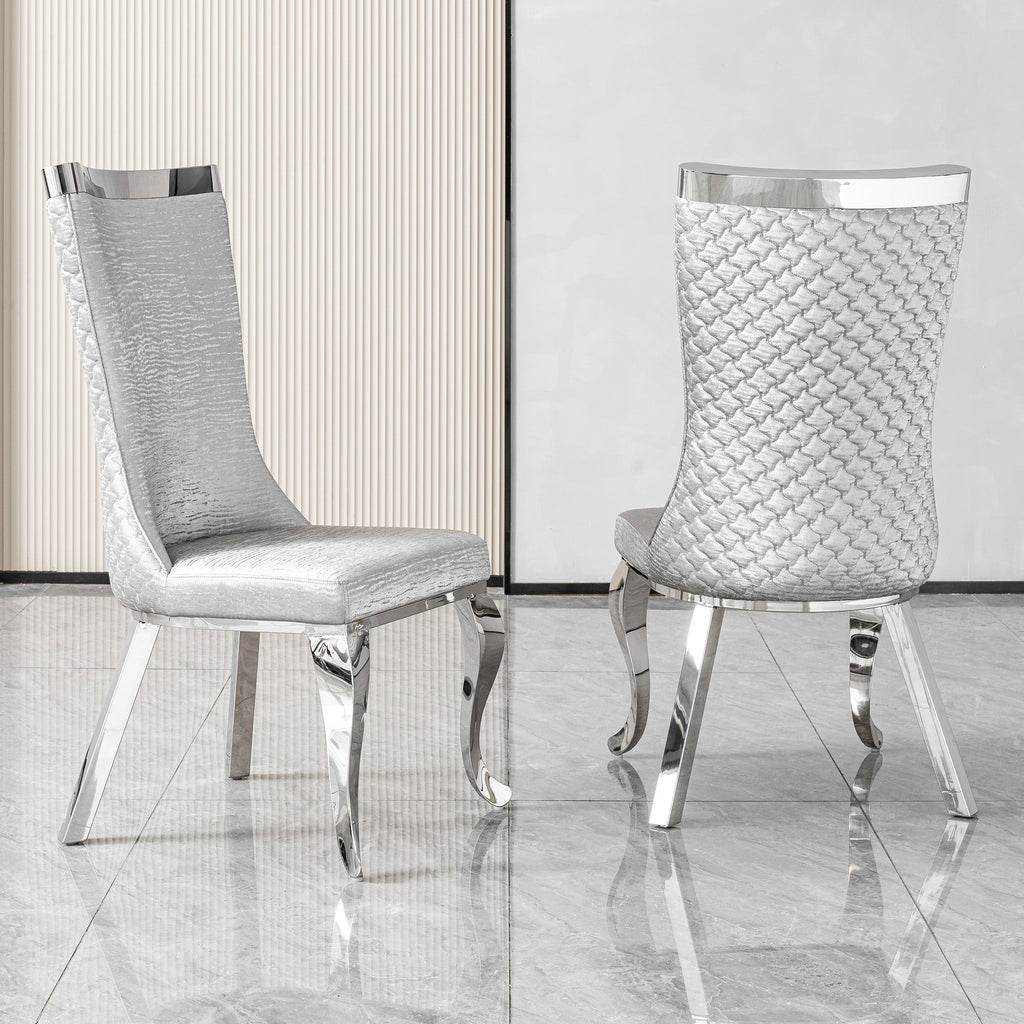 201 Stainless Steel Dining Chair，Modern High Back ，Luxury Curved Leg  Chair 4pcs/CTN