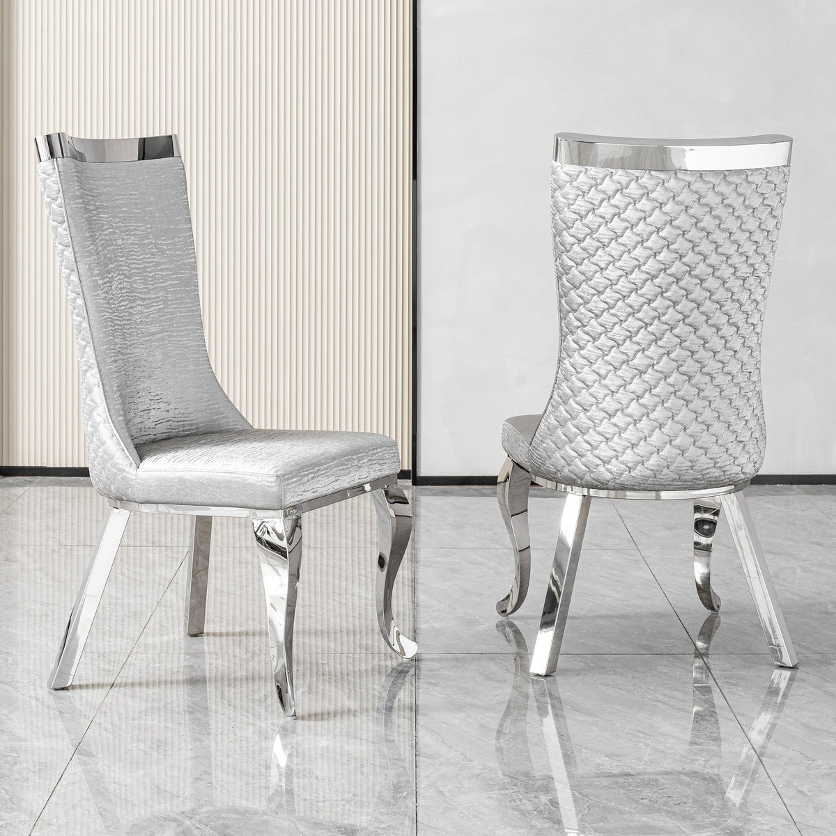 201 Stainless Steel Dining Chair，Modern High Back ，Luxury Curved Leg  Chair 4pcs/CTN