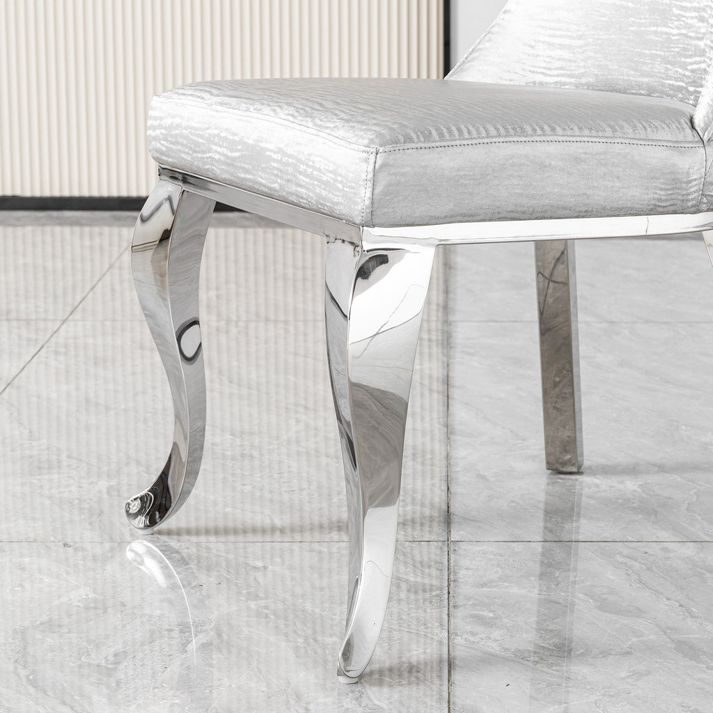 201 Stainless Steel Dining Chair，Modern High Back ，Luxury Curved Leg  Chair 4pcs/CTN