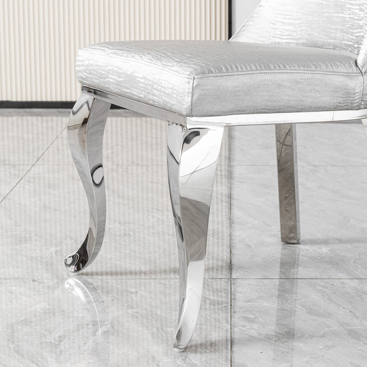 201 Stainless Steel Dining Chair，Modern High Back ，Luxury Curved Leg  Chair 4pcs/CTN