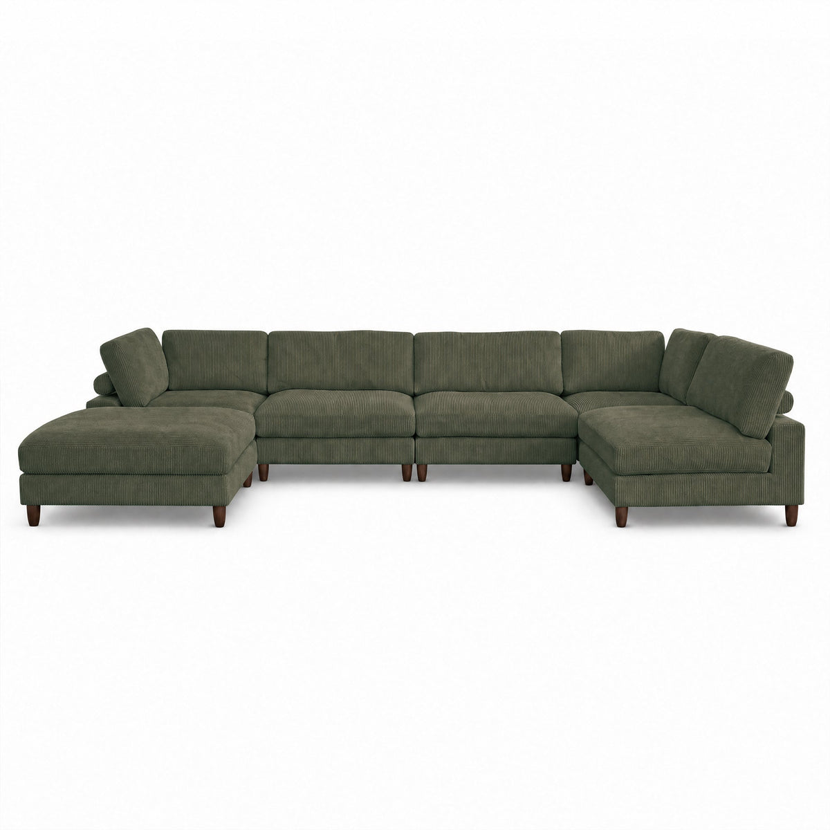 Solid Wood Frame Corduroy Modular Sofa Green