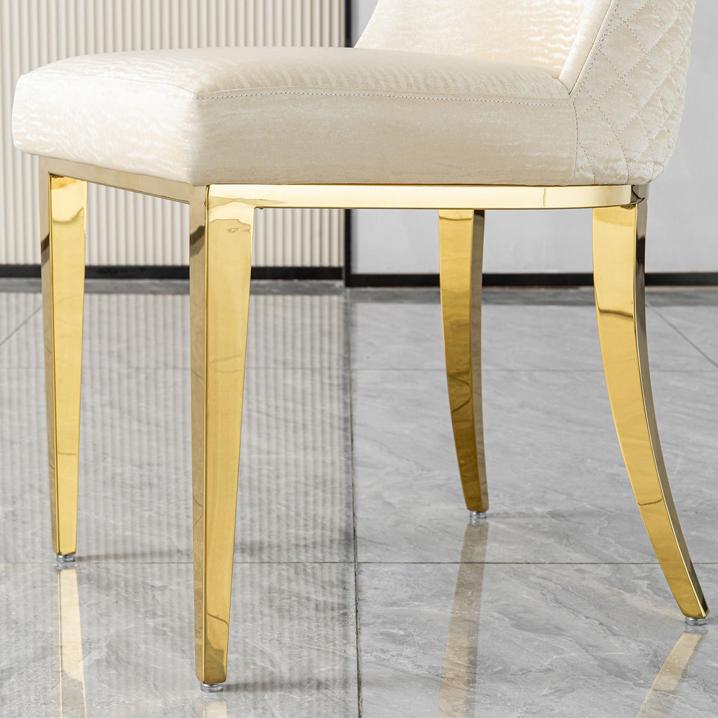 stainless steel dining chairs, high back upholstered dining chairs, cream pu leather dining chairs 4pcs/CTN