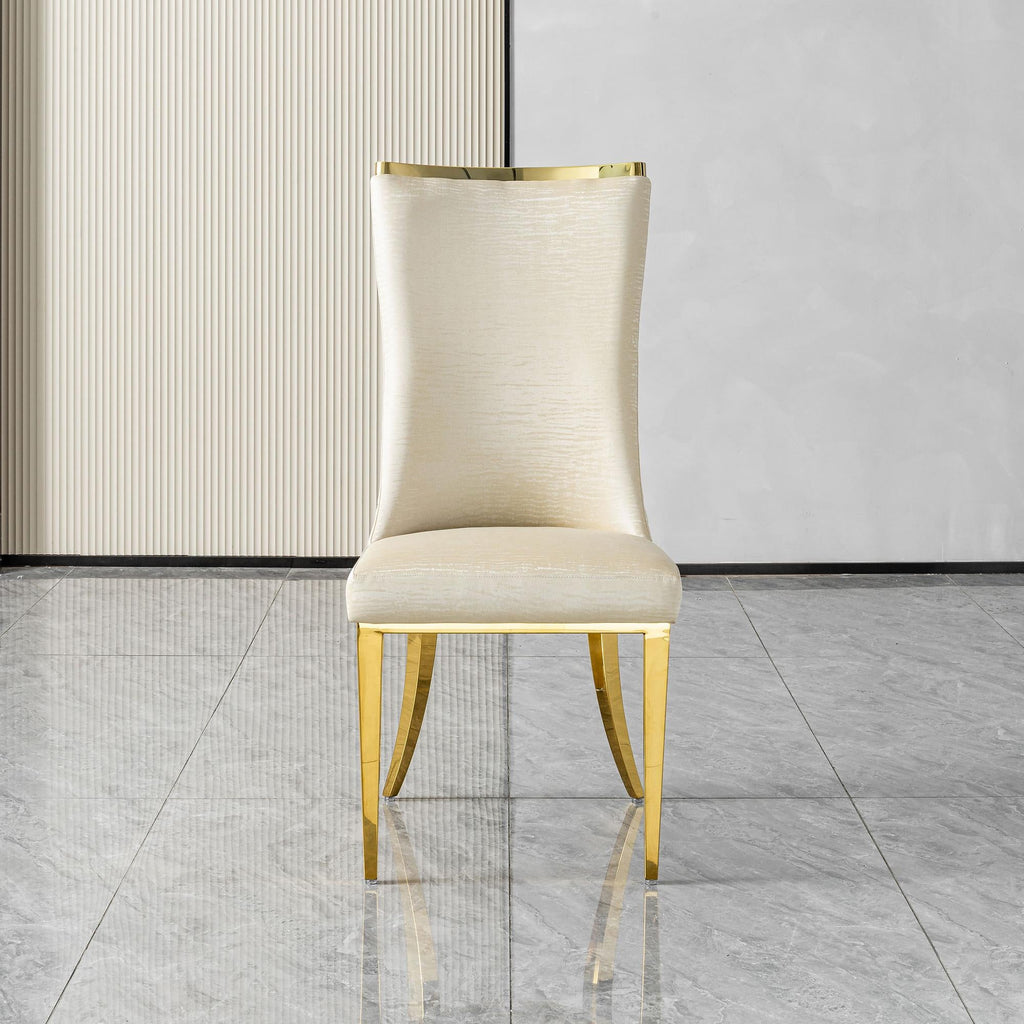 stainless steel dining chairs, high back upholstered dining chairs, cream pu leather dining chairs 4pcs/CTN