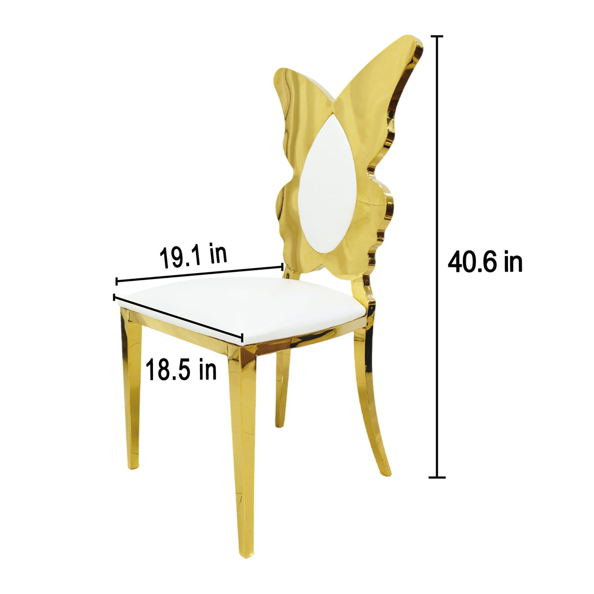 Dining Chairs And Kitchen Chairs 4pcs/CTN, Modern Upholstered PU Leather Accent Chair with Stainless Steel Back And Legs, Gold