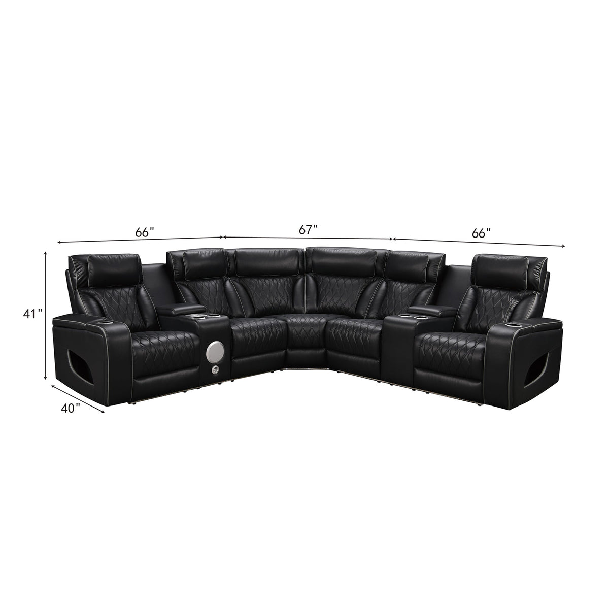 Power Recliner Sectional MC2953 Black