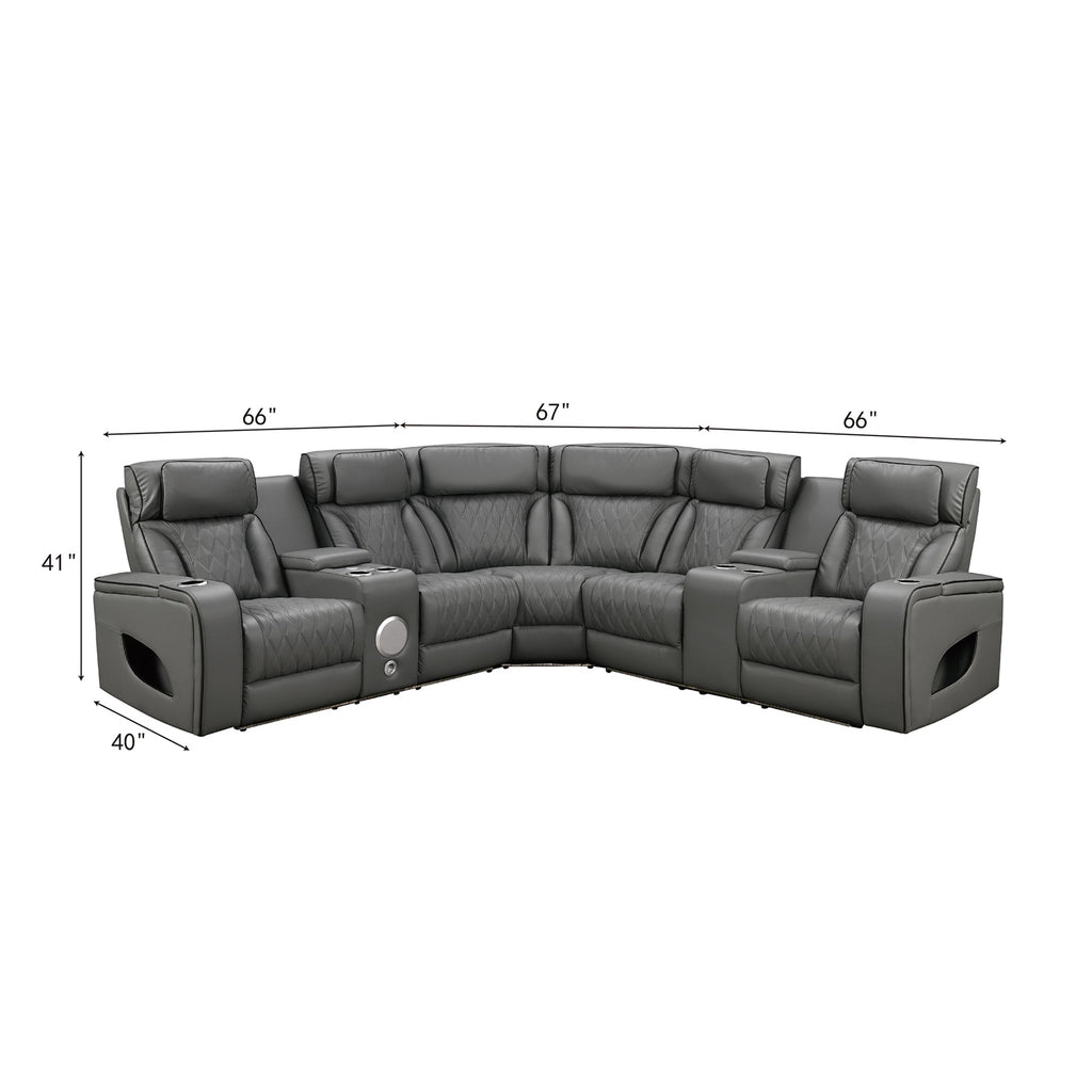 Power Recliner Sectional MC2953 Gray