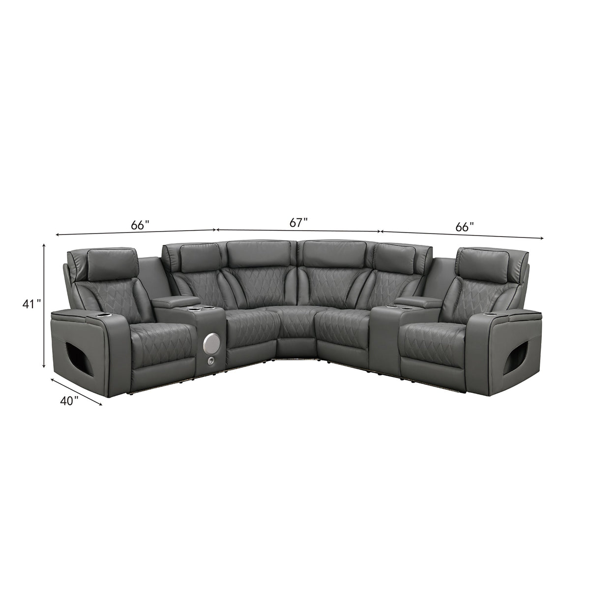 Power Recliner Sectional MC2953 Gray
