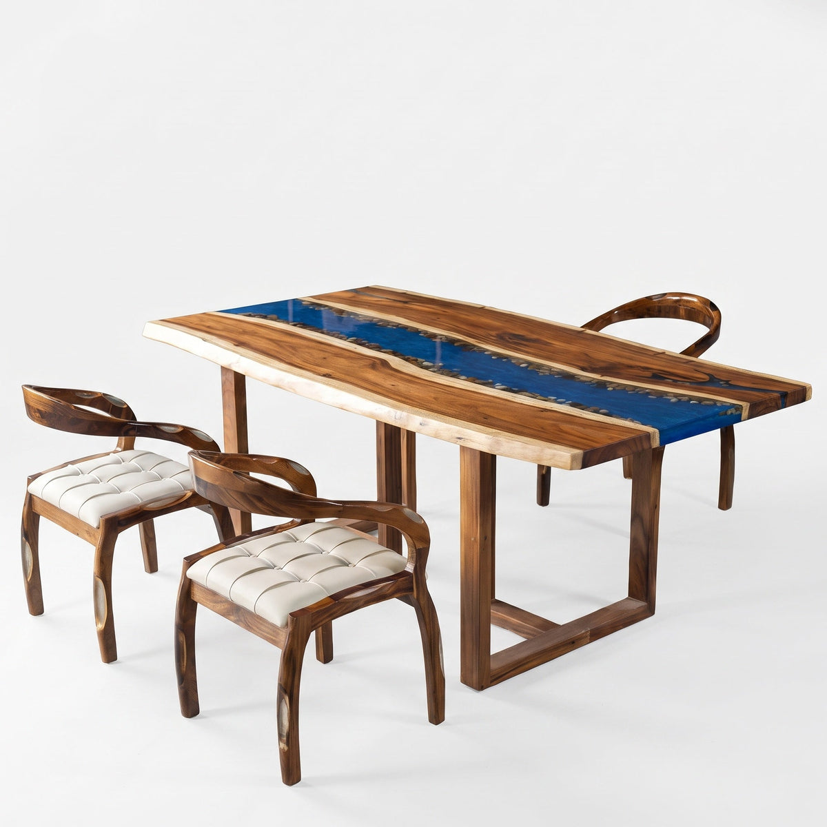 C1183 Walnut Epoxy Resin River Table