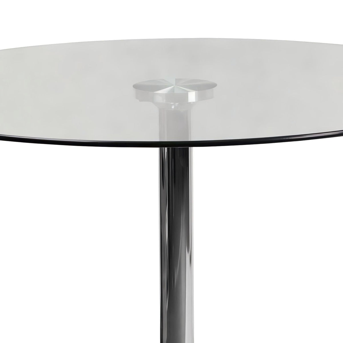 Clear Glass Round Dining Table with Chrome Metal Base-DT008