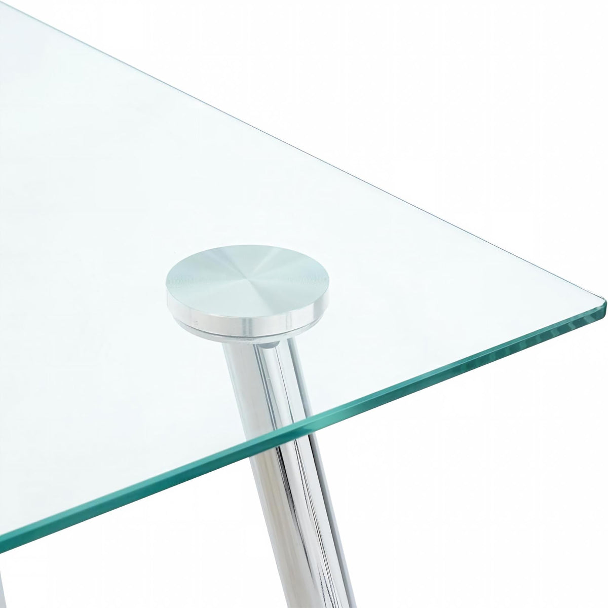 Modern Simple Rectangular Glass Dining Table, Solid Tempered Glass Tabletop-DT009