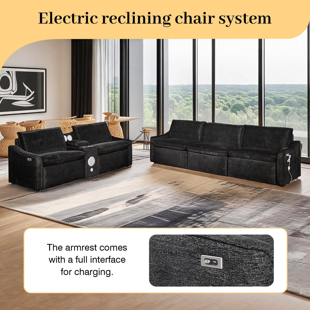 Black Electric Recliner Sofa Set
