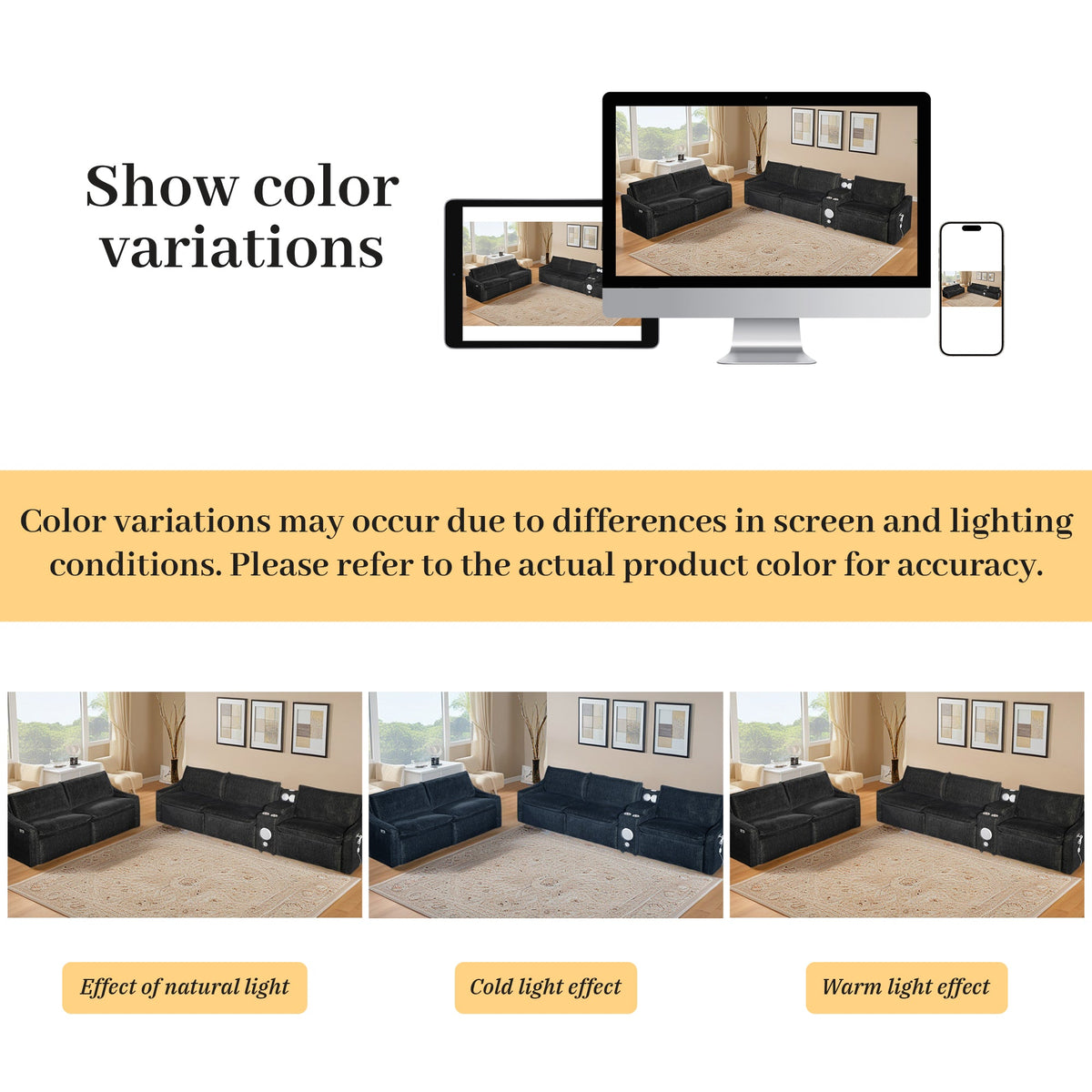 Black Electric Recliner Sofa Set