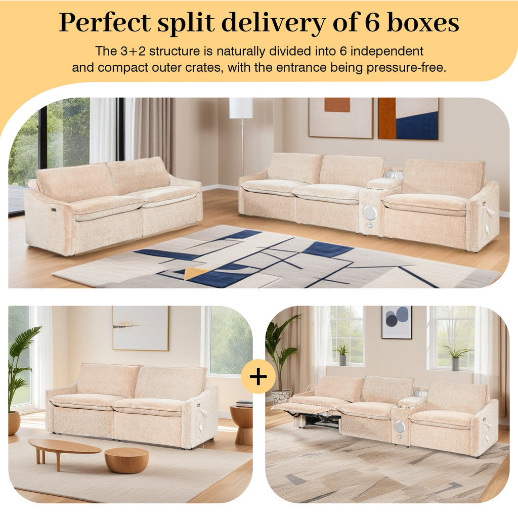 Brown Electric Recliner Sofa Set