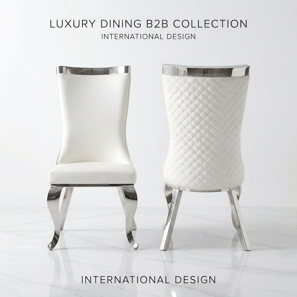 silver stainless steel dining chairs, pu upholstered dining chairs, high back dining side chairs 4pcs/CTN