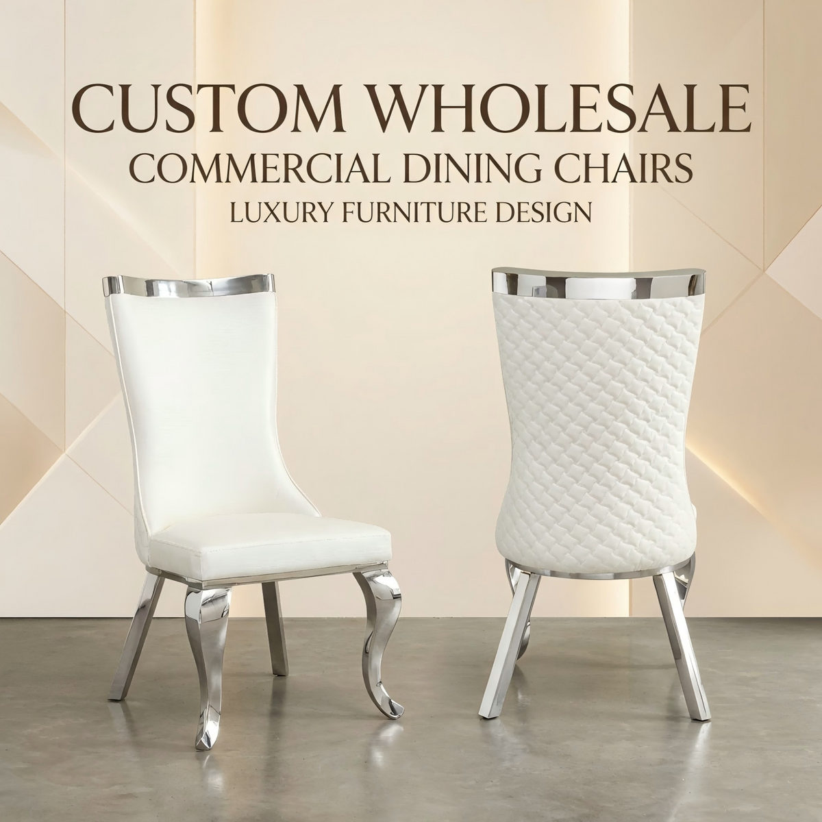 silver stainless steel dining chairs, pu upholstered dining chairs, high back dining side chairs 4pcs/CTN