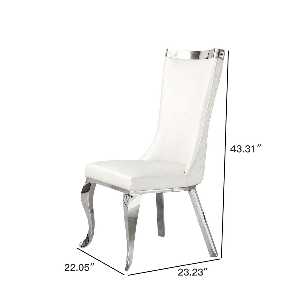 silver stainless steel dining chairs, pu upholstered dining chairs, high back dining side chairs 4pcs/CTN