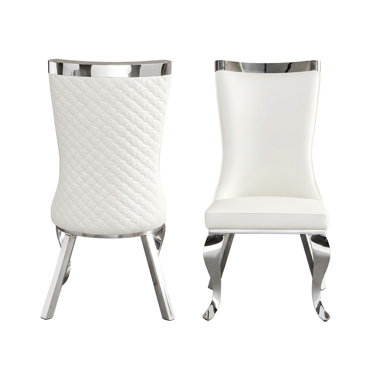 silver stainless steel dining chairs, pu upholstered dining chairs, high back dining side chairs 4pcs/CTN