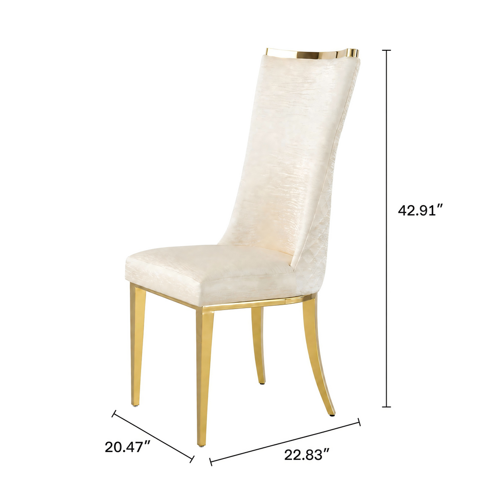stainless steel dining chairs, high back upholstered dining chairs, cream pu leather dining chairs 4pcs/CTN
