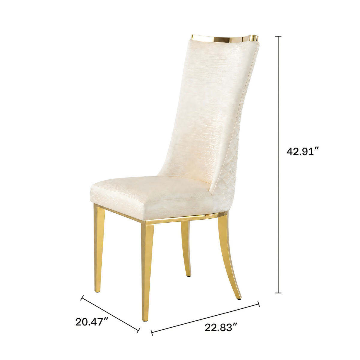 stainless steel dining chairs, high back upholstered dining chairs, cream pu leather dining chairs 4pcs/CTN