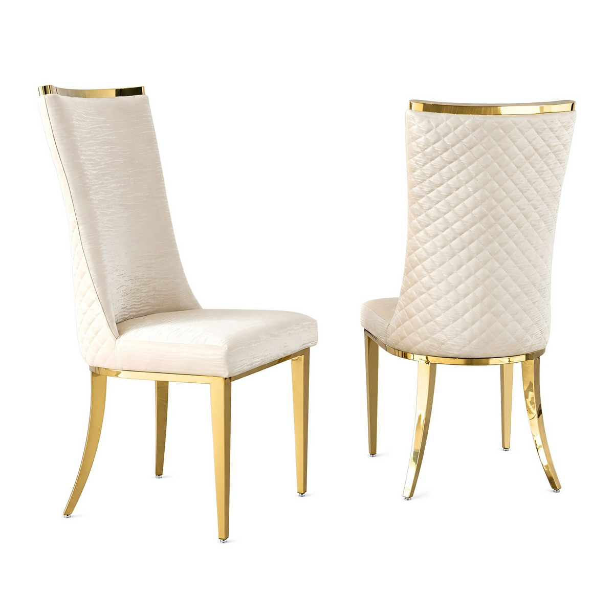 stainless steel dining chairs, high back upholstered dining chairs, cream pu leather dining chairs 4pcs/CTN