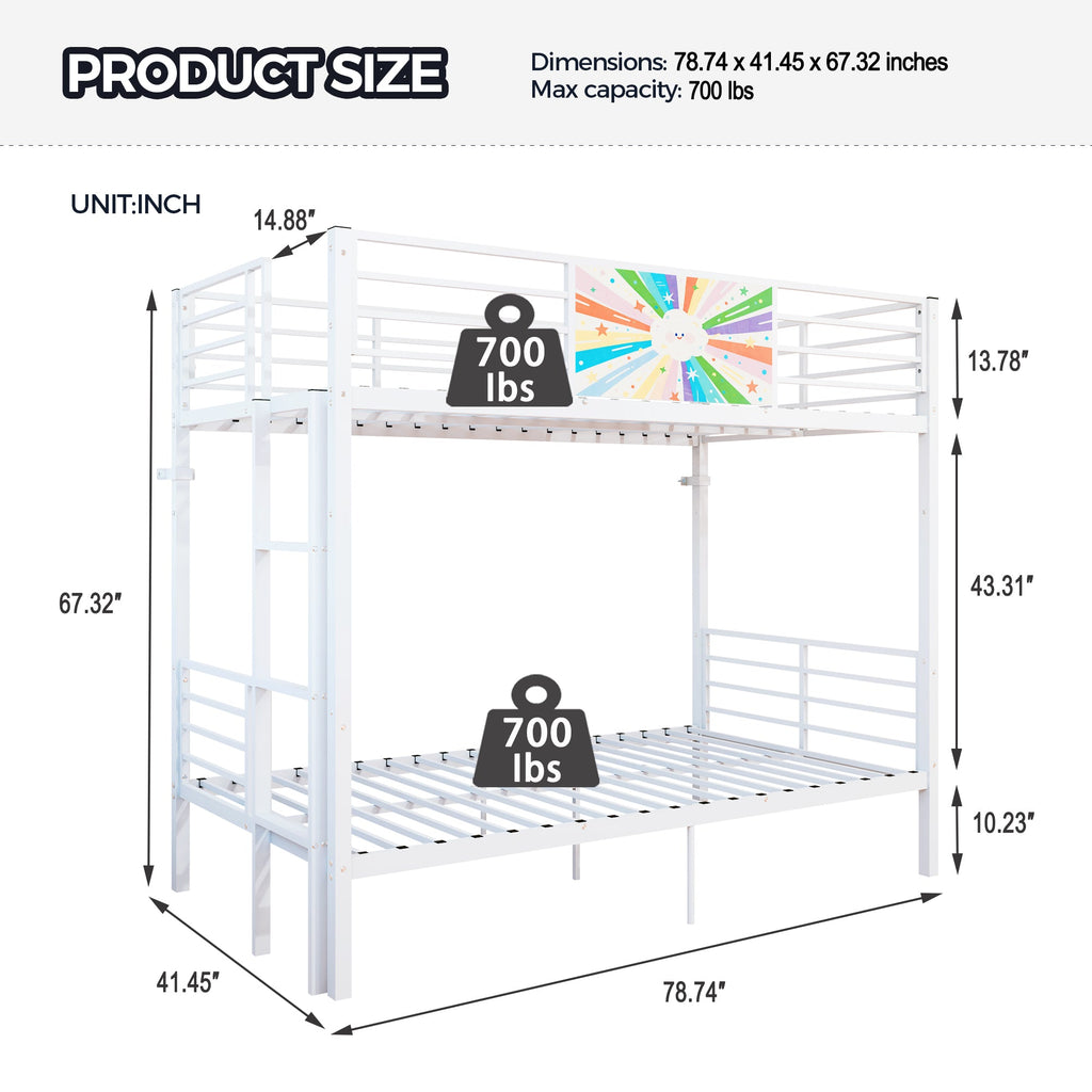 Metal Bunk Bed Frame for Adults & Kids