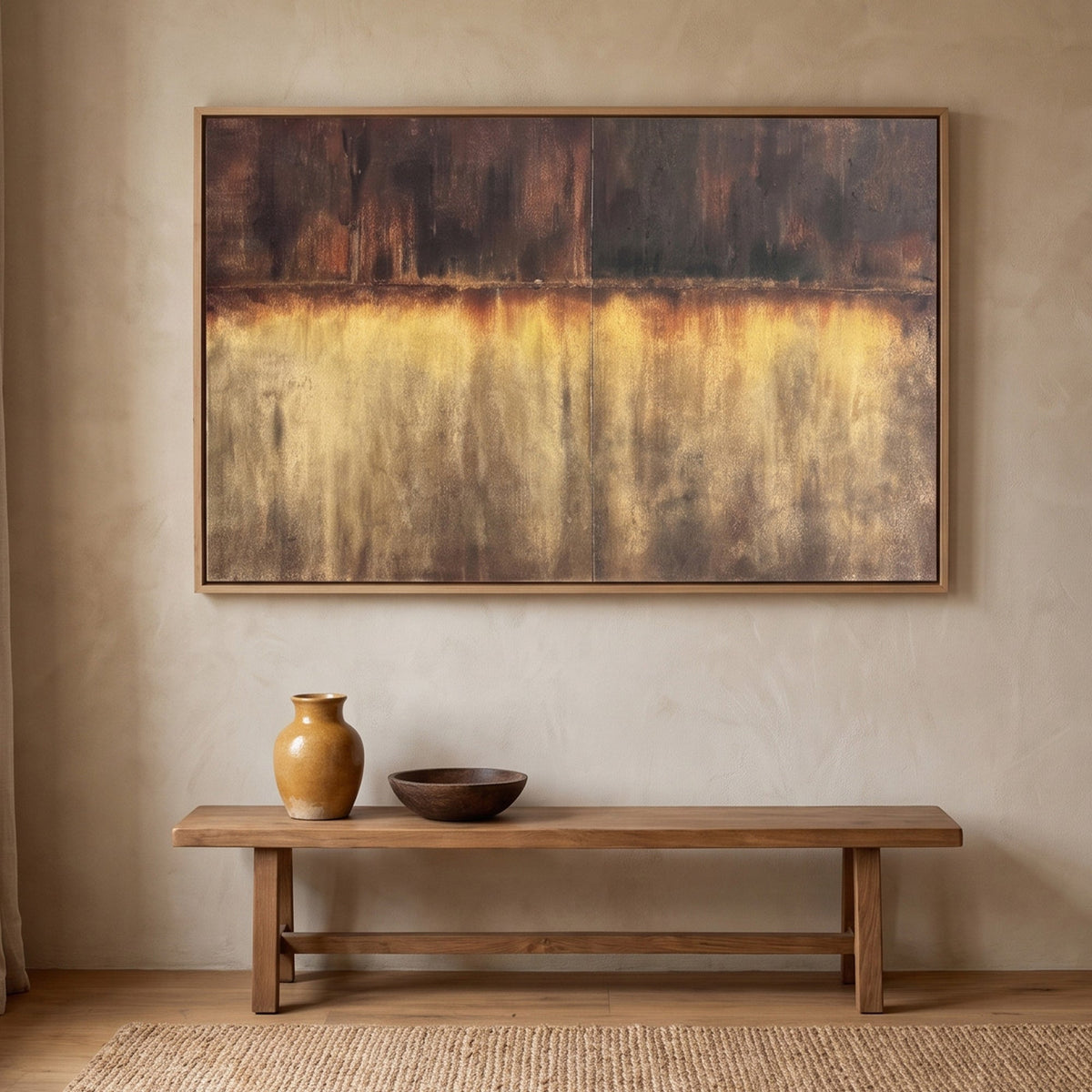 Pure Handmade Brown Textured Abstract Oil Painting