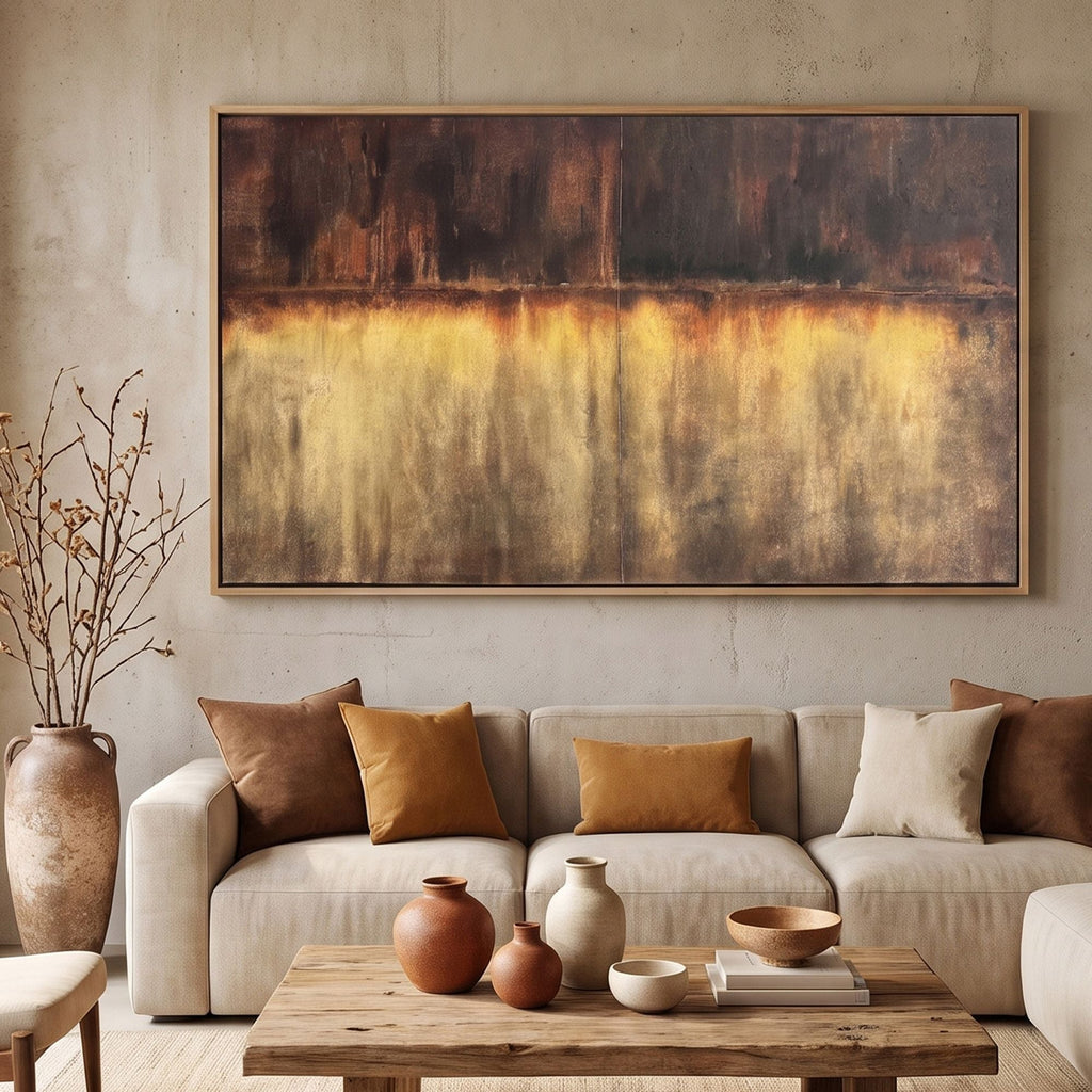 Pure Handmade Brown Textured Abstract Oil Painting