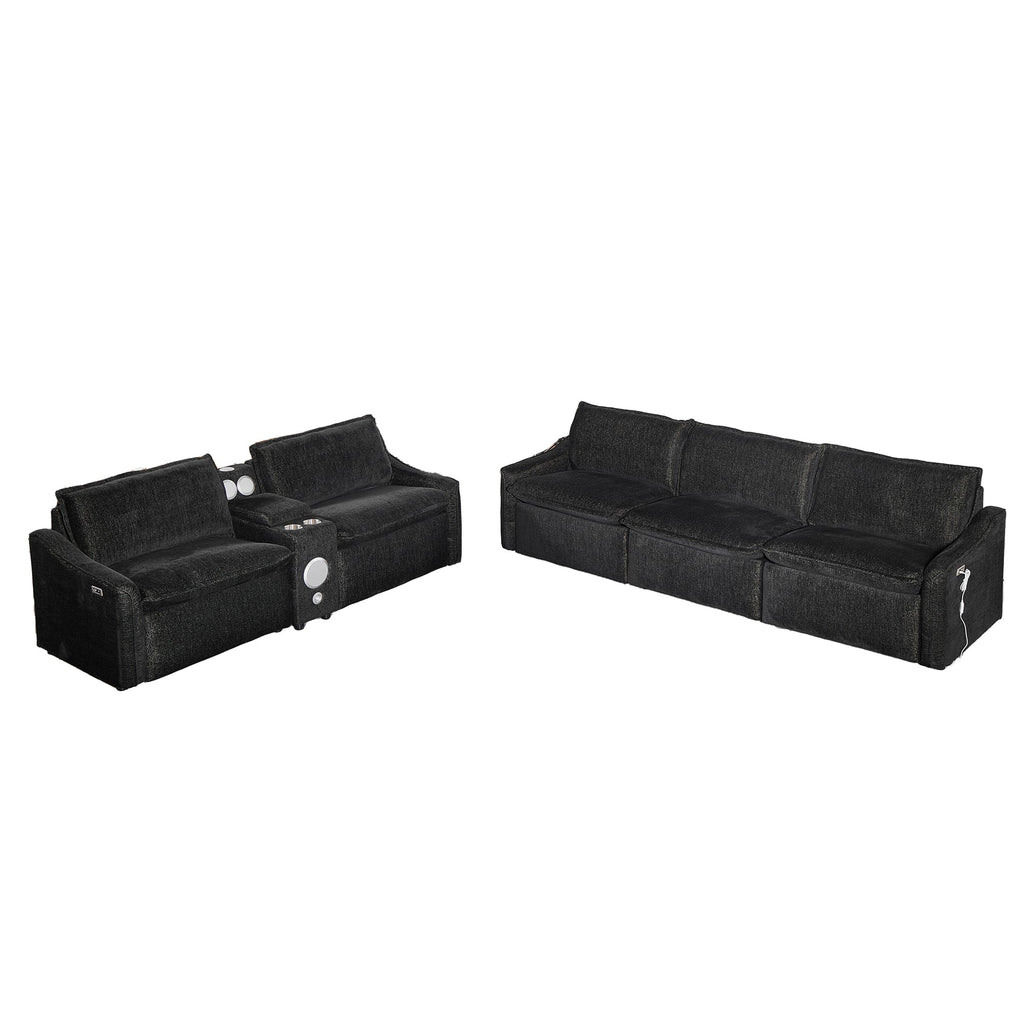 Black Electric Recliner Sofa Set