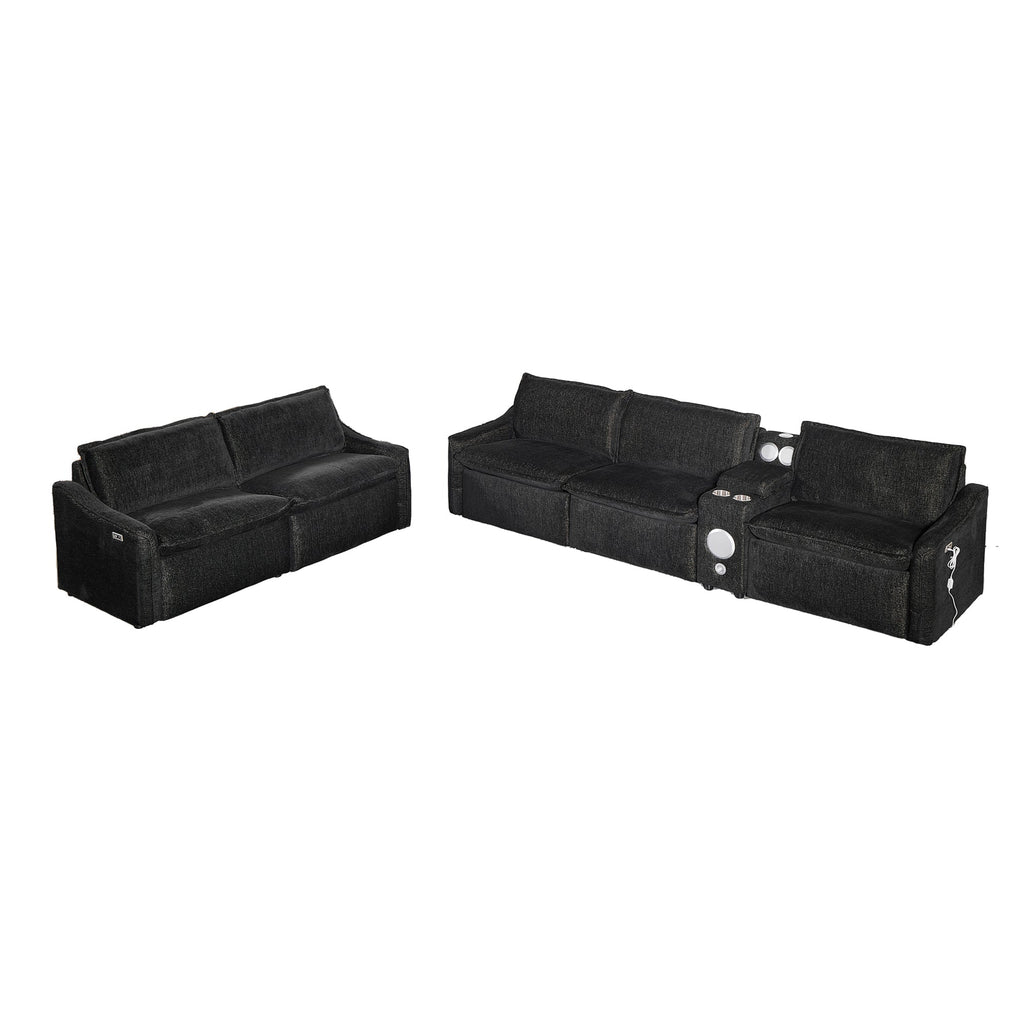 Black Electric Recliner Sofa Set