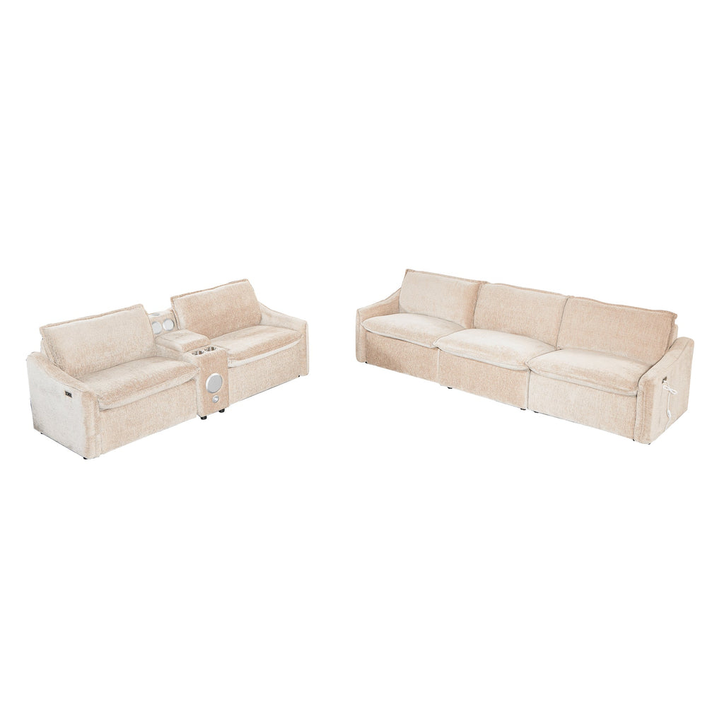 Brown Electric Recliner Sofa Set