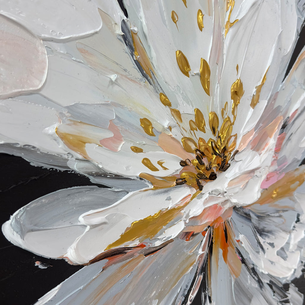 Pure Hand Painted Abstract Oil Painting of Magnolia Flower, Floral Canvas Wall Art for Home Decor