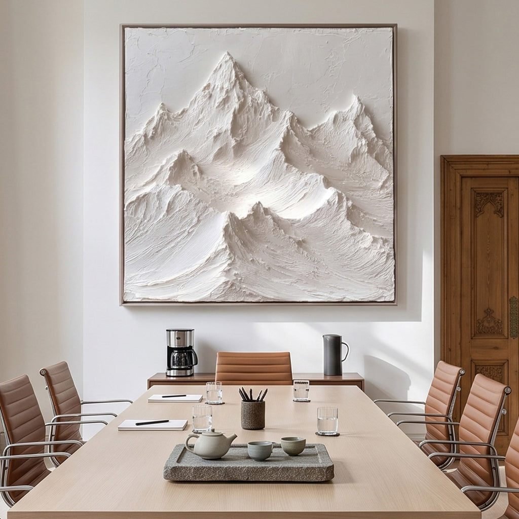 Handmade Monochrome Mountain 3D Relief Landscape Canvas Decor