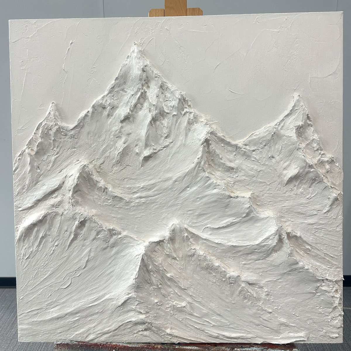 Handmade Monochrome Mountain 3D Relief Landscape Canvas Decor
