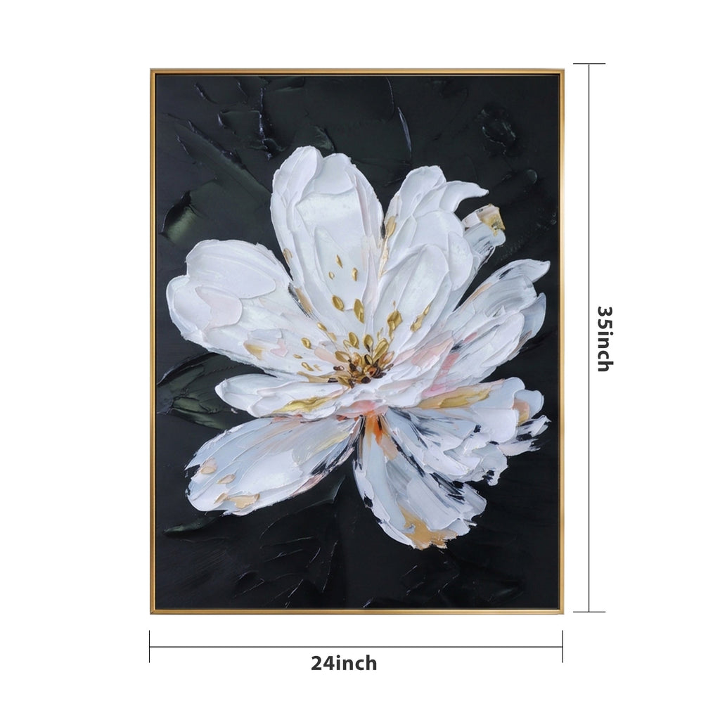 Pure Hand Painted Abstract Oil Painting of Magnolia Flower, Floral Canvas Wall Art for Home Decor