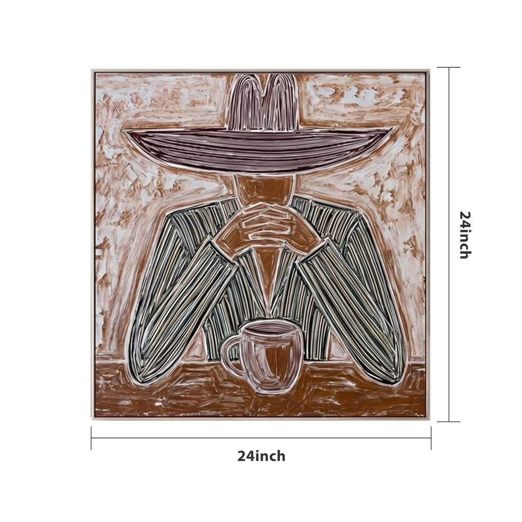 Pure Handmade Line Texture Cowboy Square Home Wall Canvas
