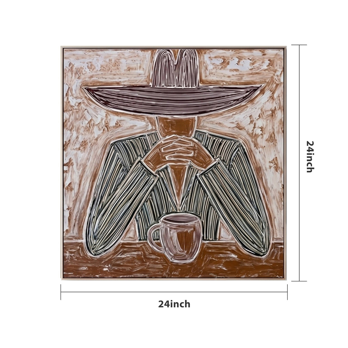 Pure Handmade Line Texture Cowboy Square Home Wall Canvas