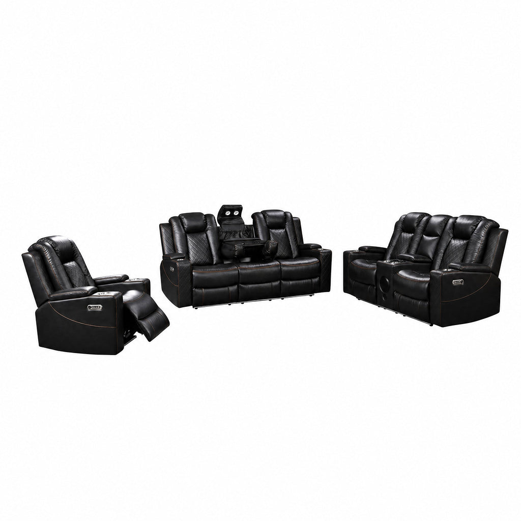 Power Recliner Sofa & Loveseat & Chair MR2855B BLACK