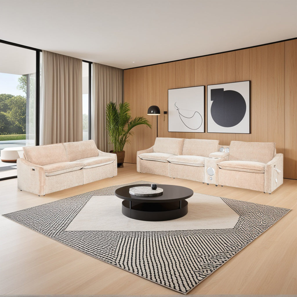 Brown Electric Recliner Sofa Set