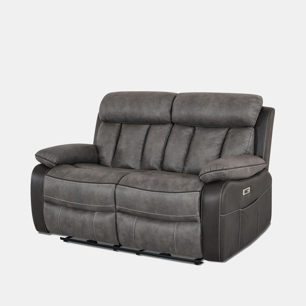 Kael Breathable Leather Power Reclining Sofa - Power Recliner Couch with Side Armrest Storage for Living Room