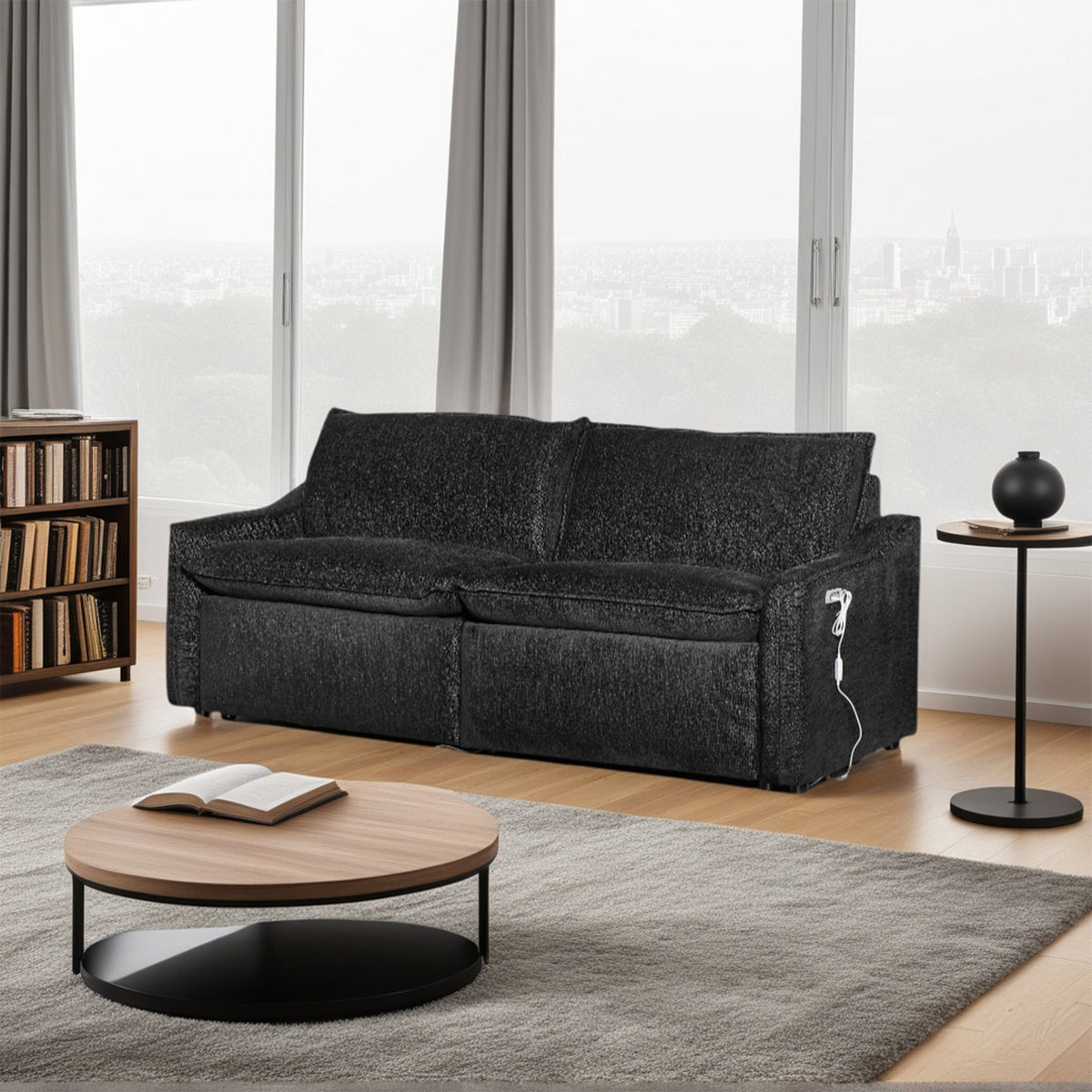 Black Electric Recliner Sofa Set--MS908-Black-2SET