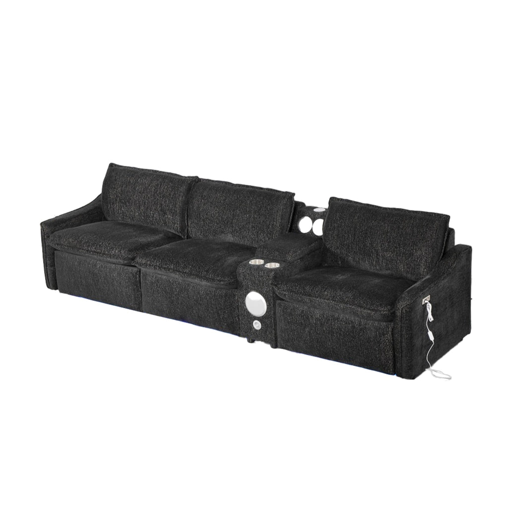 Black Electric Recliner Sofa Set--MS908-Black-3SET
