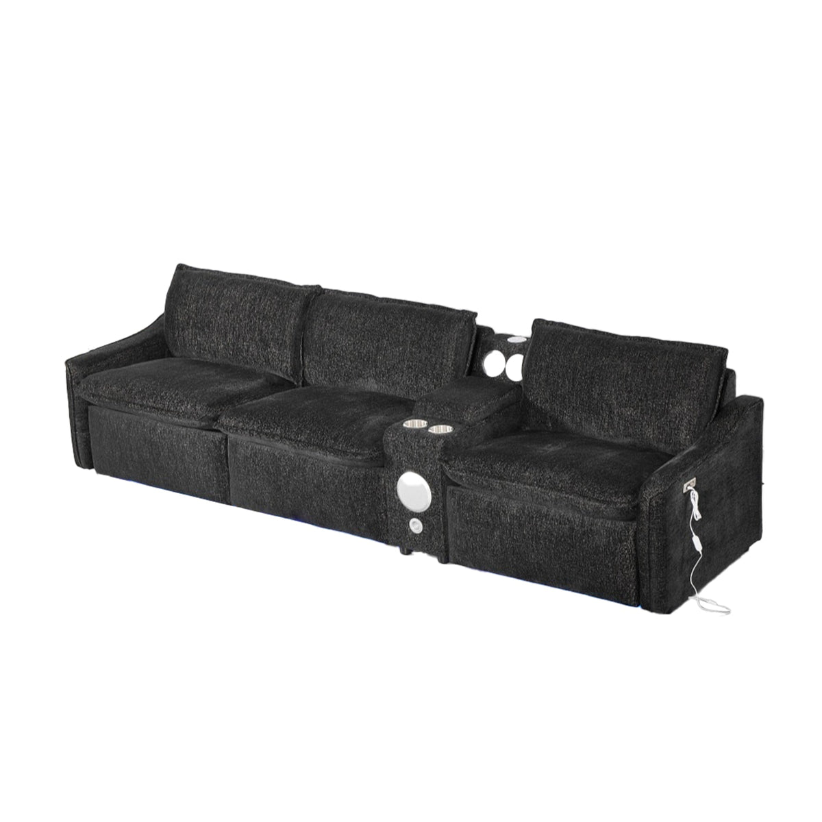 Black Electric Recliner Sofa Set--MS908-Black-3SET