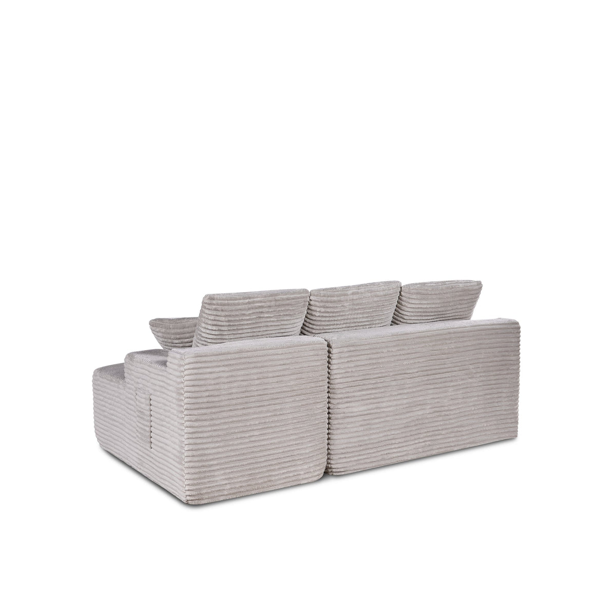 Modern Beige Corduroy L-Shape Sectional Sofa - Modular Cloud Couch with Chaise