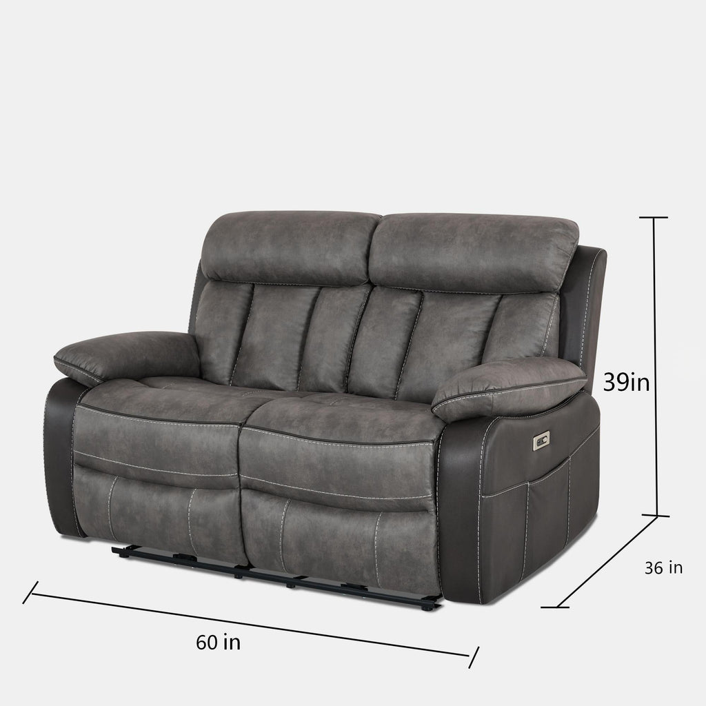 Kael Breathable Leather Power Reclining Sofa - Power Recliner Couch with Side Armrest Storage for Living Room