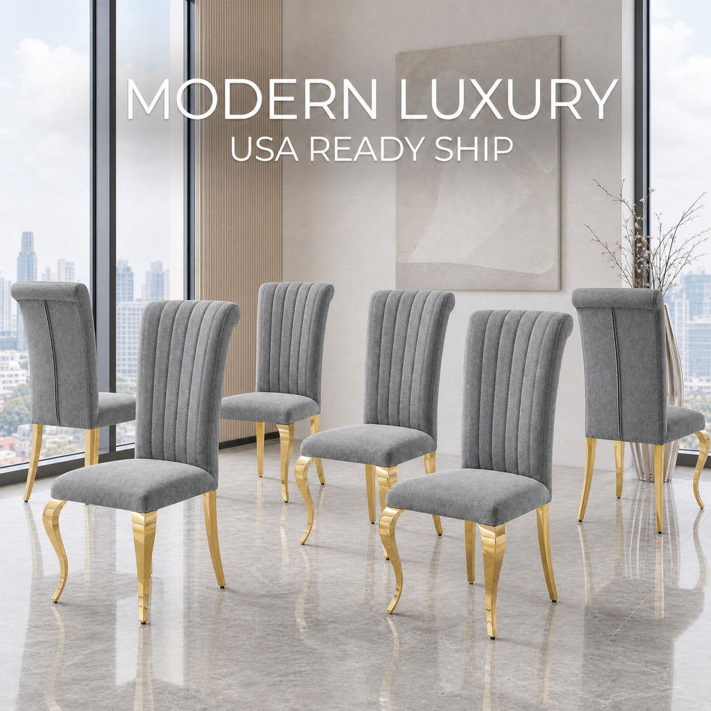 Modern High Back dining chair，201 Stainless Steel  6pcs/CTN