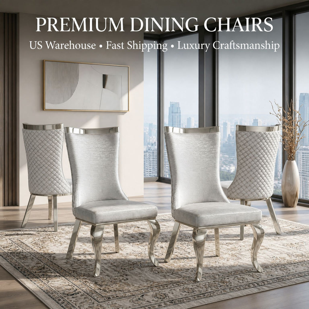 201 Stainless Steel Dining Chair，Modern High Back ，Luxury Curved Leg  Chair 4pcs/CTN