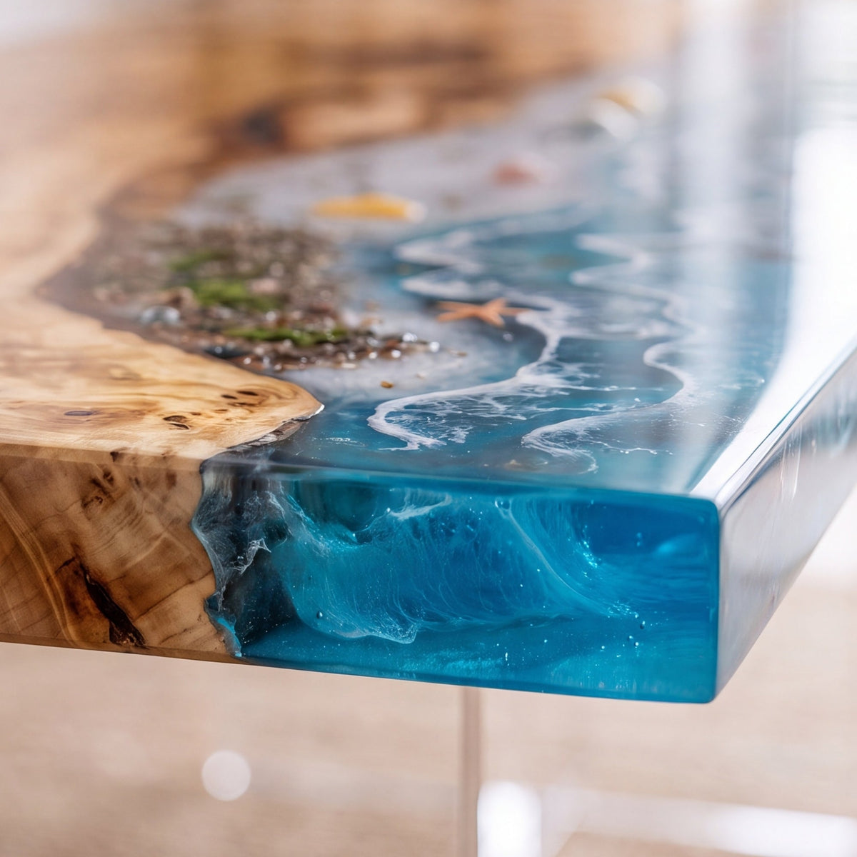 Poplar River Epoxy Rectangular Dining Table（Tabletop only, legs not included）