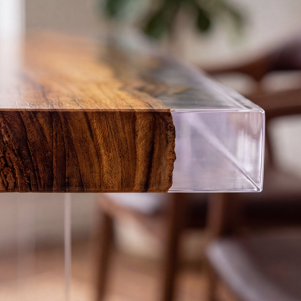 Olive Clear Epoxy Rectangular Dining Table（Tabletop only, legs not included）