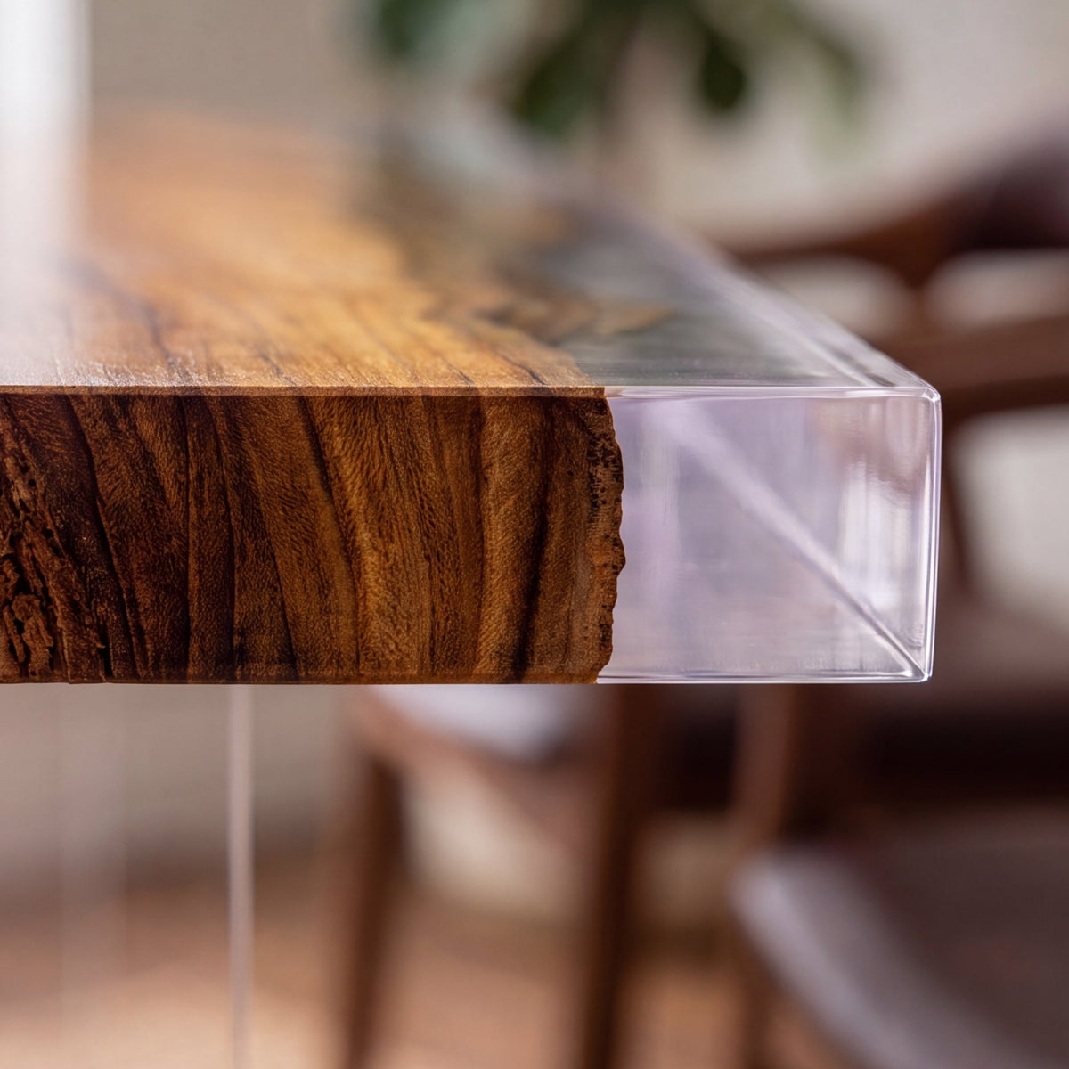 Olive Clear Epoxy Rectangular Dining Table（Tabletop only, legs not included）